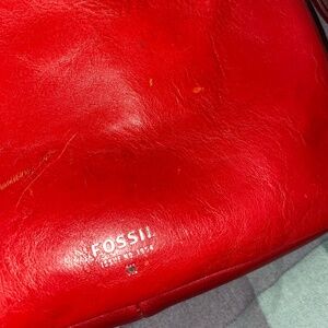 Fossil Red Leather Crossbody